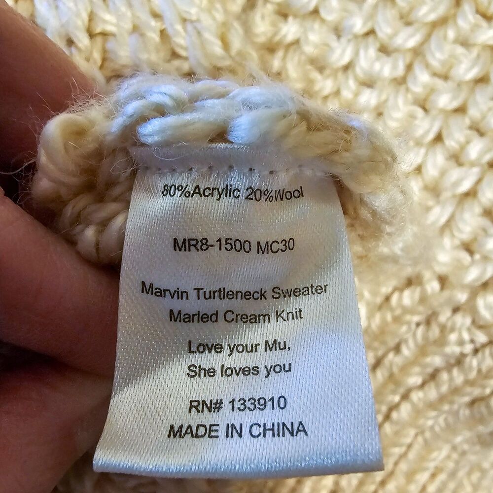 Show Me Your MuMu Marled Cream Marvin Turtleneck Wool Blend Tunic Sweater Size S - Picture 6 of 8